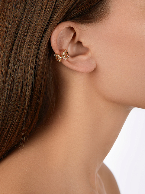 Round Diamond & Gold Ear Cuff, 3
