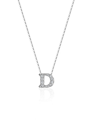 White gold necklace with a pendant in the shape of the letter D, 1