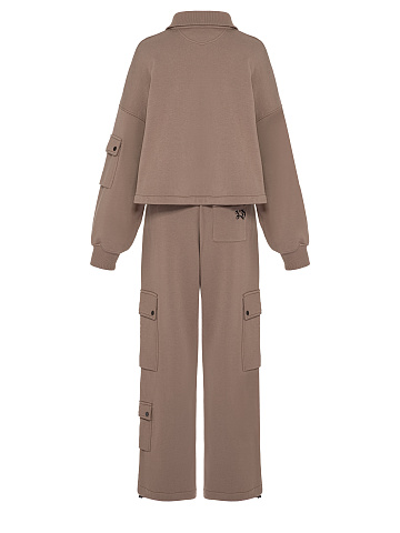Brown Cargo Pants Jersey Suit, 2