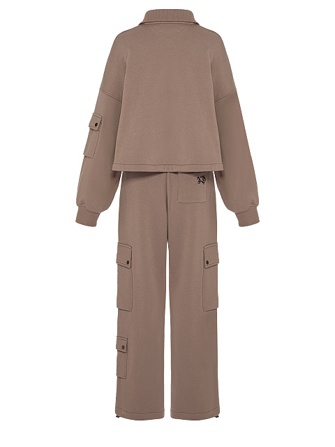 Brown Cargo Pants Jersey Suit, 2 Brown Cargo Pants Jersey Suit, 2