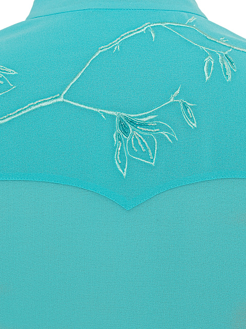 Turquoise Embroidered Chiffon Shirt, 4