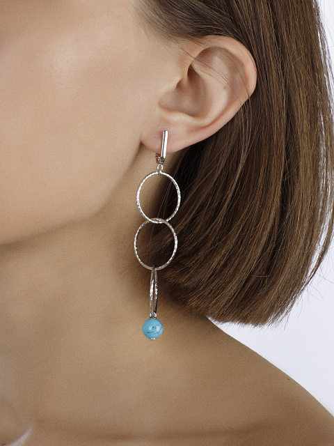 Silver & Turquoise Bead Earrings, 2