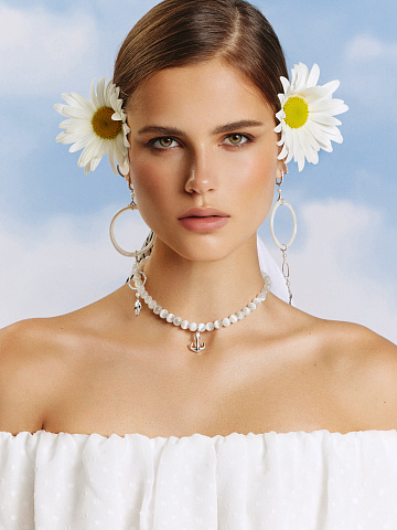 Moonstone & Diamond Silver Anchor Choker, 2