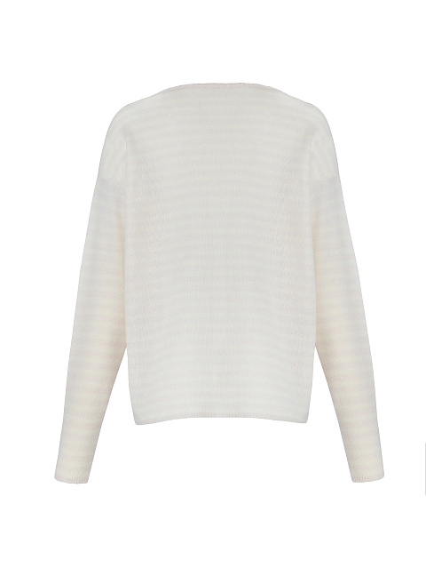 Ivory Striped Cashmere Pullover, 2