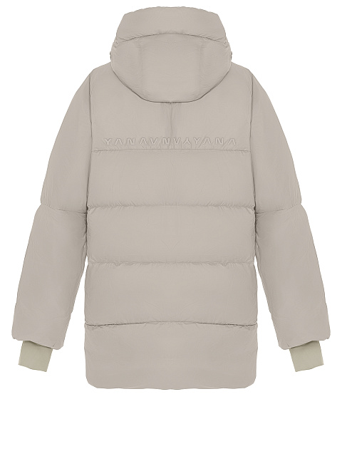 Taupe Unisex Hooded Puffer Jacket, 3