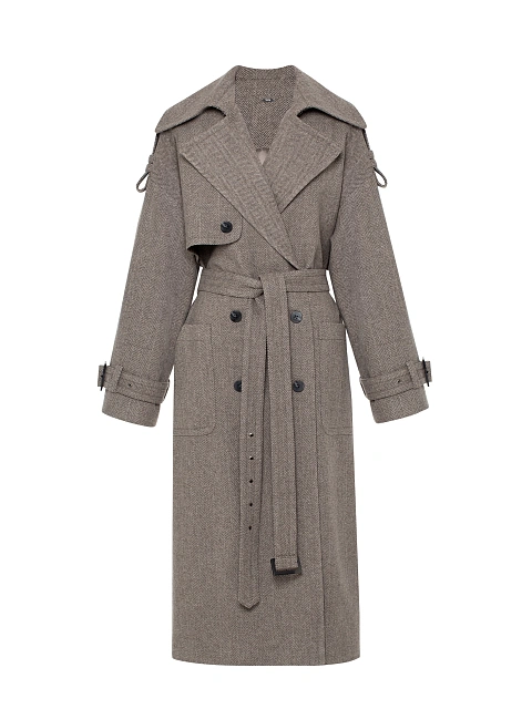 Brown Double Breasted Cashmere Trench, 1 Brown Double Breasted Cashmere Trench, 1