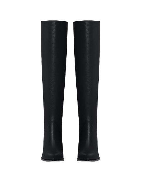 Black Leather Heeled Long Boots, 2