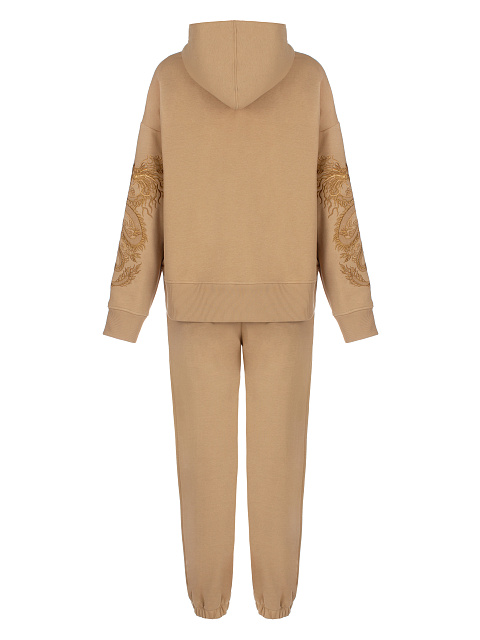 Dragons Embroidered Brown Jersey Suit, 2 Dragons Embroidered Brown Jersey Suit, 2