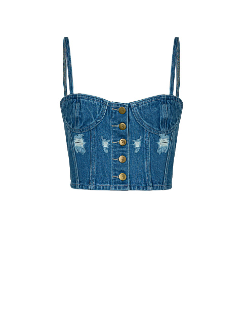 Distressed Blue Denim Top, 1