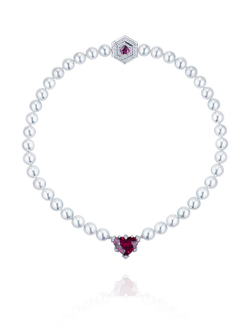 White Gold, Akoya Pearls & Heart-cut Tourmaline Necklace, 2
