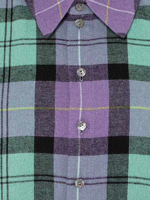 Purple Cut Out Cropped Check Shirt, 3 Purple Cut Out Cropped Check Shirt, 3