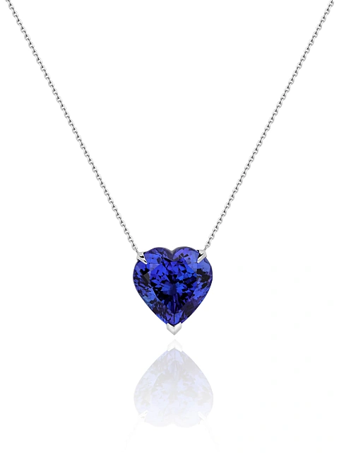 Necklace in white gold with a heart-shaped tanzanite pendant, 1