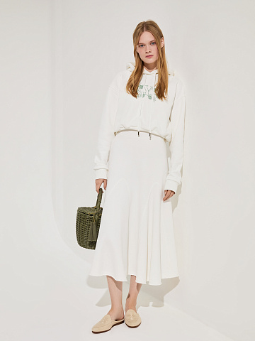 Cropped white hoodie with embroidery, 2