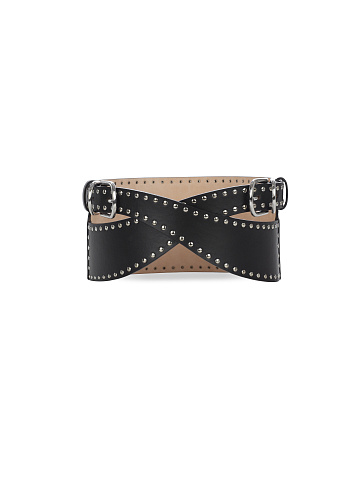 Black Leather Wide Double Belt, 1