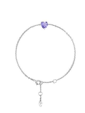 White gold bracelet with a heart-cut amethyst, 1