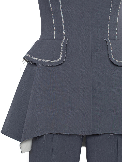 Grey Cropped Jacket Pant Suit, 5 Grey Cropped Jacket Pant Suit, 5