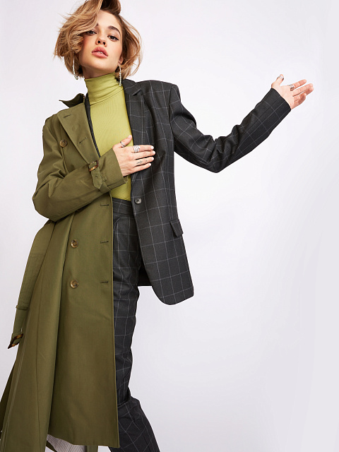 Khaki Cotton Trench Coat, 14 Khaki Cotton Trench Coat, 14