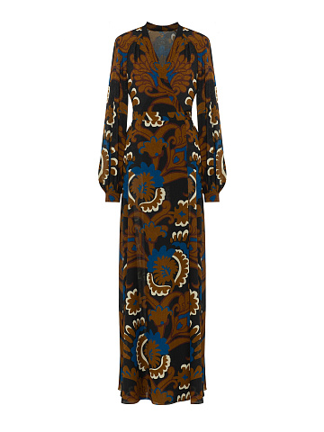 Brown floral-print maxi dress, 1