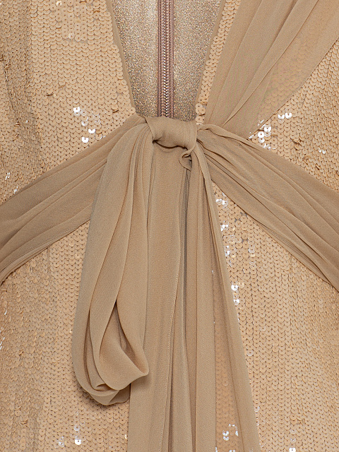 Beige maxi dress with sequins, 4