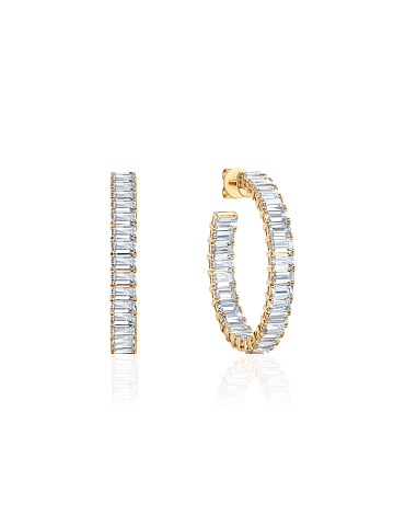 Yellow gold hoops with quartz, 1
