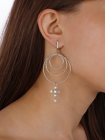Silver & Topaz Hoop Earrings, 2