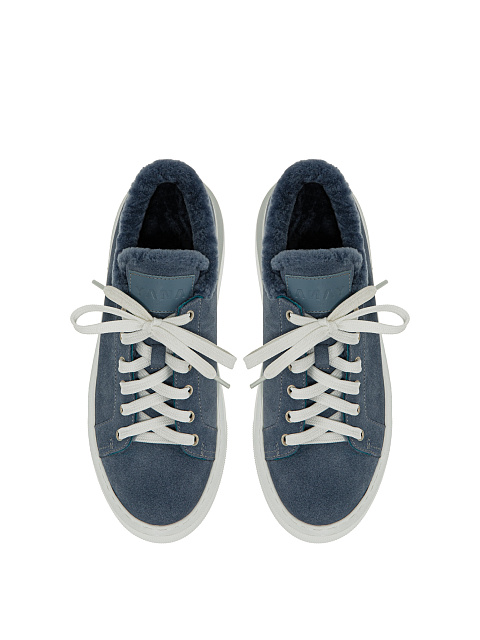 Blue velour sneakers with fur, 5