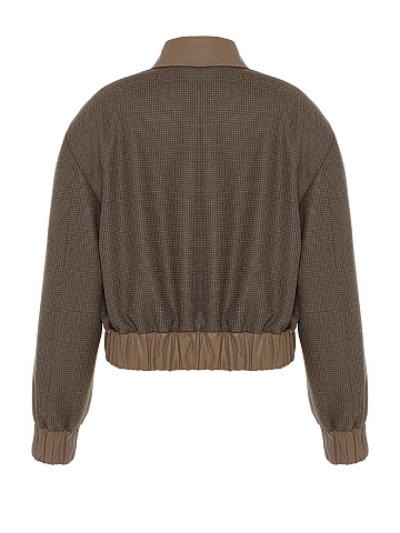 Brown Check Wool Bomber Jacket, 2