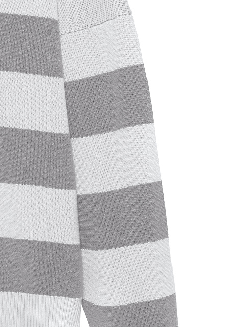 White & Grey Striped Cotton Pullover, 4 White & Grey Striped Cotton Pullover, 4