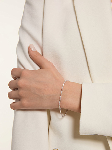 Thin white gold bracelet with diamonds          , 2
