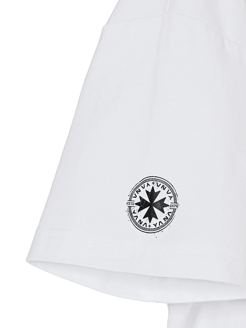 Men's Printed Anchor & Birds White Cotton T-shirt, 4