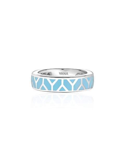 White gold ring with light blue enamel, 3