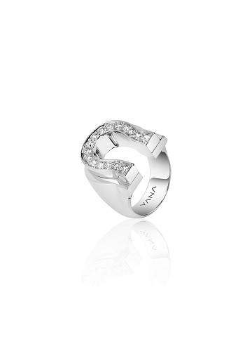 White gold horseshoe ring with diamonds, 1
