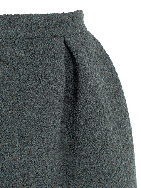 Grey Boucle Wool Top & Mini Skirt Set, 3 Grey Boucle Wool Top & Mini Skirt Set, 3