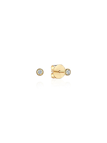 Yellow gold stud earrings with diamonds, 1