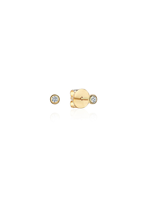 Yellow gold stud earrings with diamonds, 1
