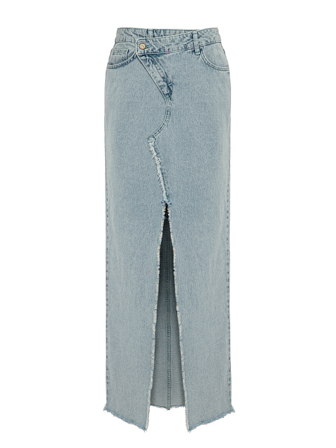 Light Blue Denim Maxi Skirt, 1