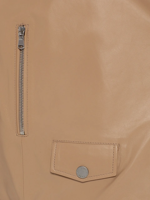 Beige Studded Leather & Shearling Vest, 4 Beige Studded Leather & Shearling Vest, 4