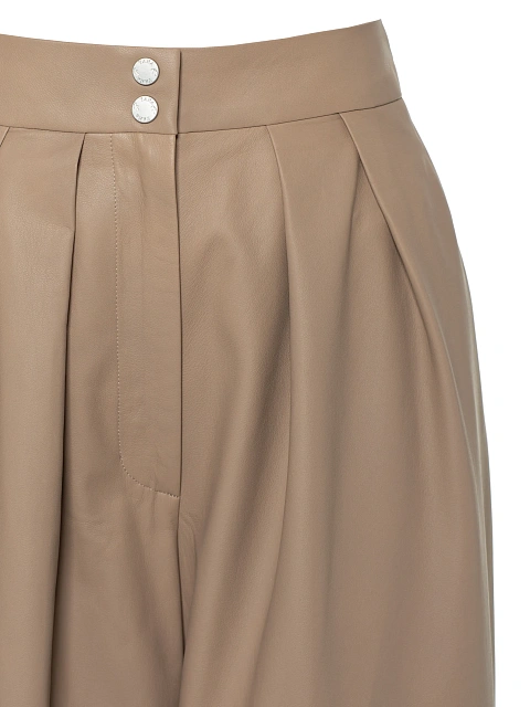 Beige Leather Wide Pants, 3 Beige Leather Wide Pants, 3