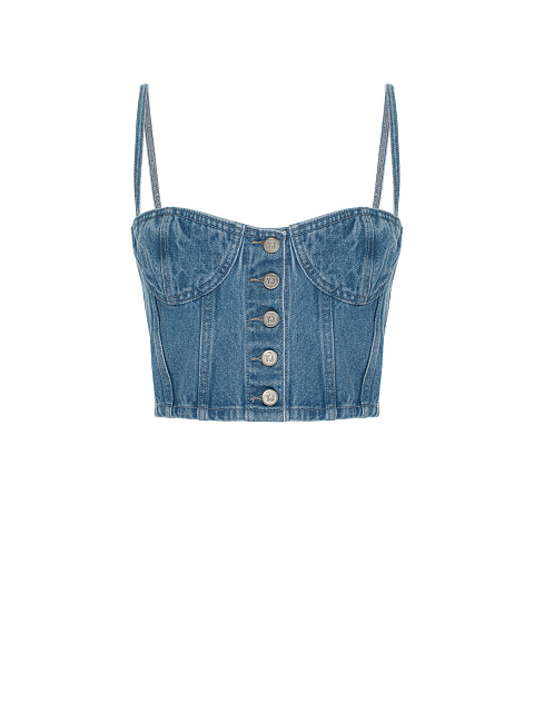 Blue Washed Denim Top, 1