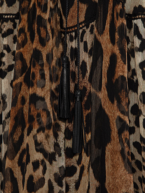 Brown Leopard Print Chiffon Maxi Dress, 3