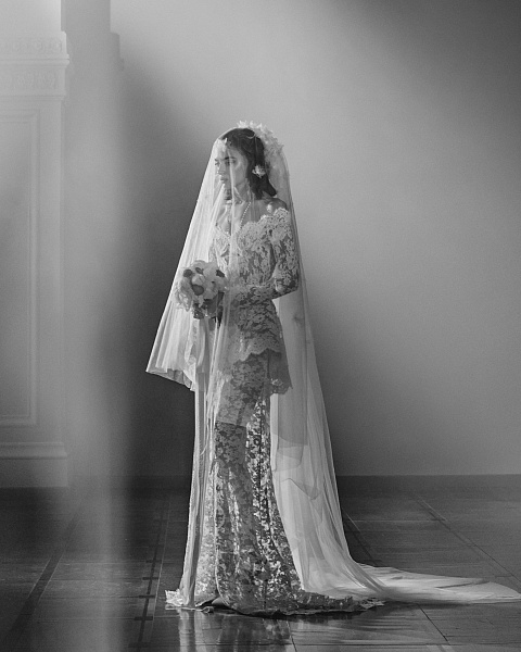 White Long Flower & Pearl Veil, 4