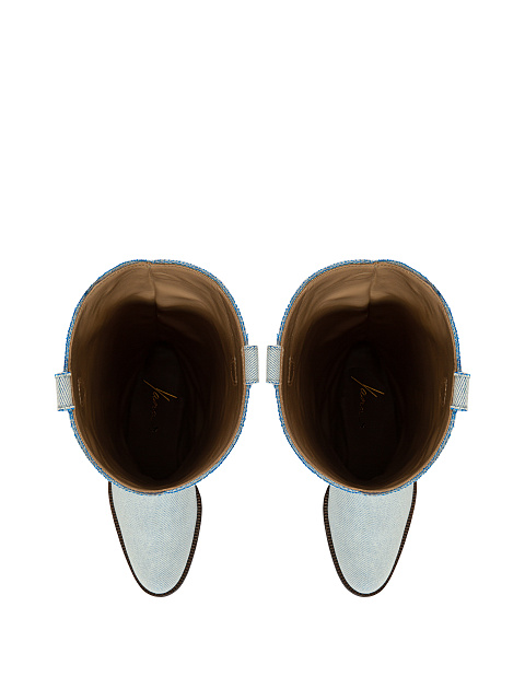 Light Blue Denim Cowboy Boots, 4