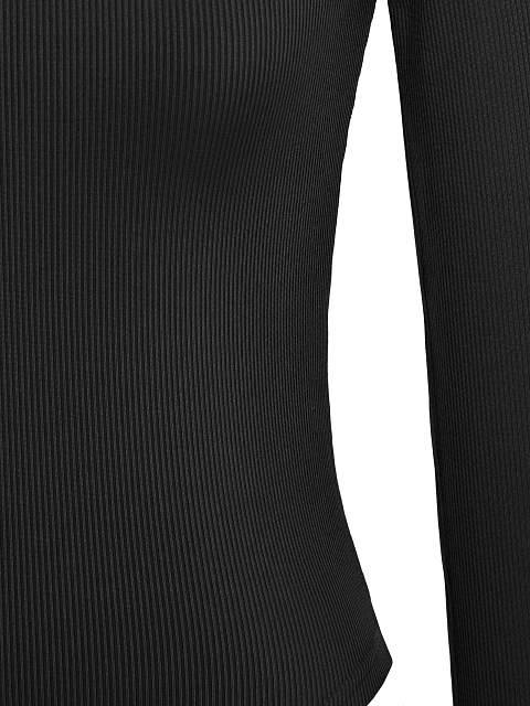 Black Ribbed Cotton L/S Round Neck Bodysuit, 3 Black Ribbed Cotton L/S Round Neck Bodysuit, 3