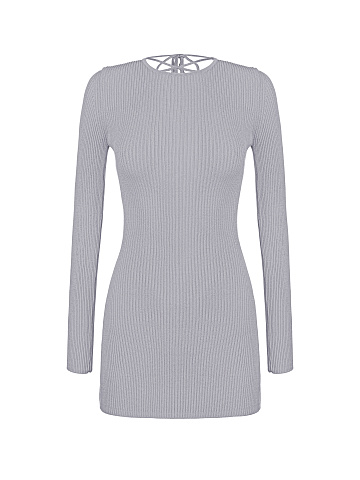 Lilac Rib Knit Mini Dress, 1