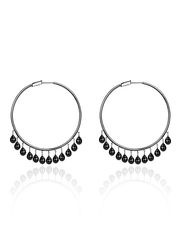 Black Gold & Spinel Hoop Earrings, 1