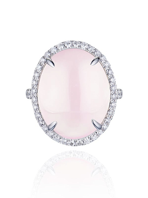 White Gold Quartz & Diamond Ring, 2