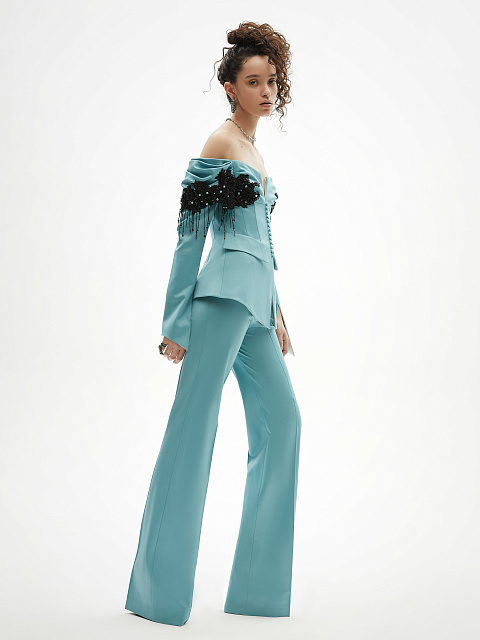Light Blue Embroidered Pant Suit, 1 Light Blue Embroidered Pant Suit, 1