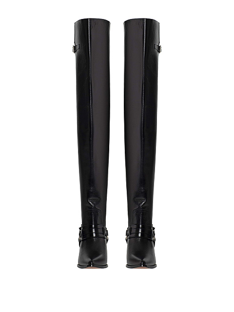 Black leather over-the-knee boots, 5