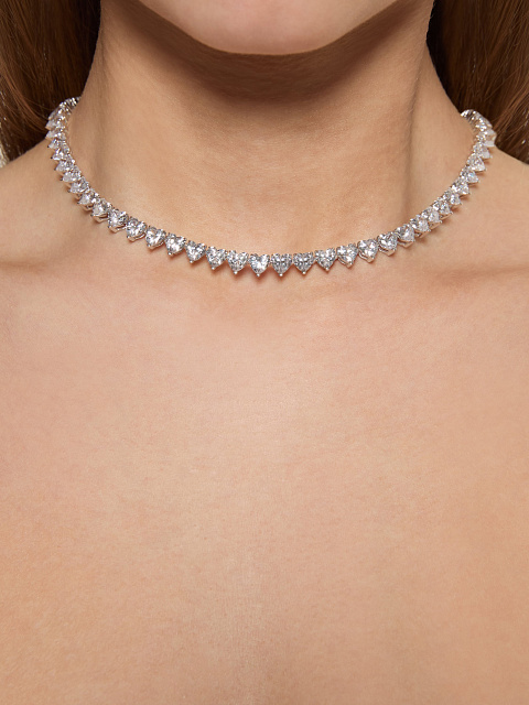 Heart Cubic Zirconia & White Gold Necklace, 2