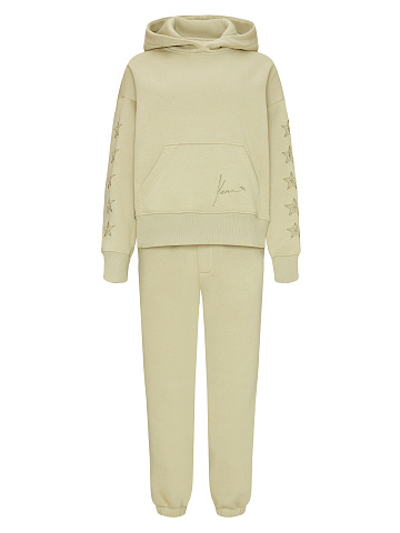 Stars Embroidered Olive Green Jersey Suit, 1